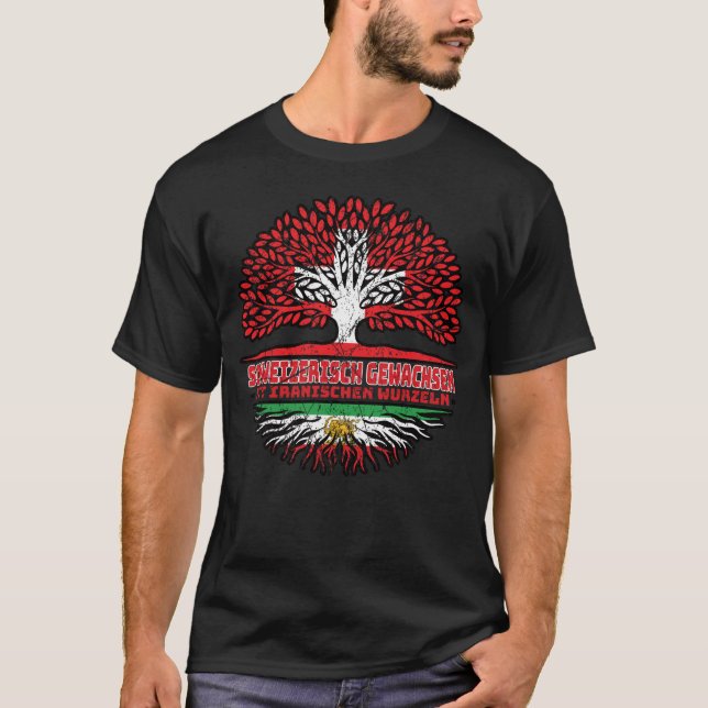 Camiseta Crescido Suíço, Raízes Iranianas – Leão e Sol (Frente)