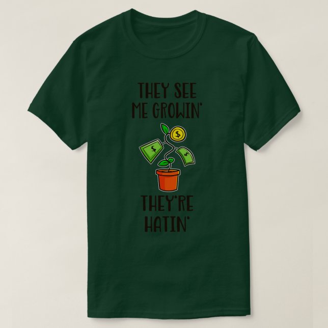 Camiseta Crescimento Hustle Finance Money Tree Invocando (Frente do Design)