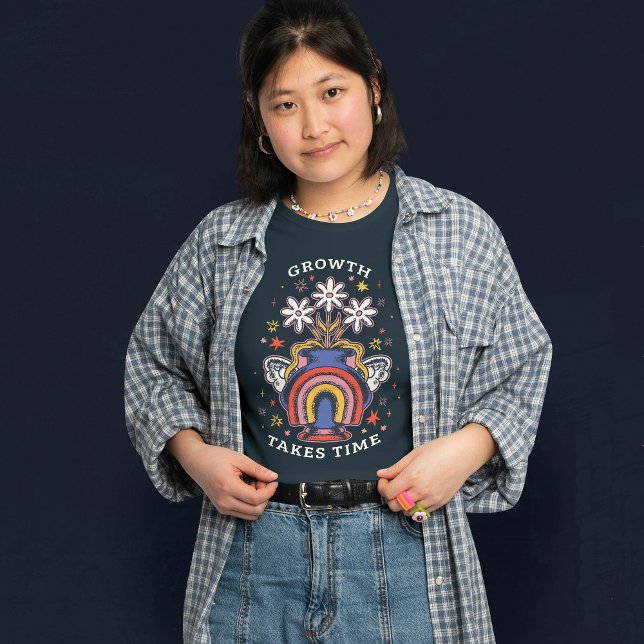 CAMISETA CRESCIMENTO LEVA TEMPO VASO DE FLOR COLORIDO (Criador carregado)