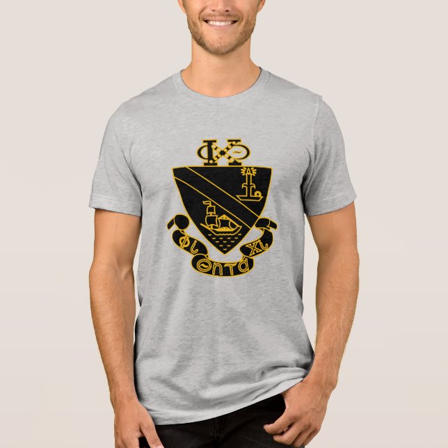 Camiseta Crest da Phi Chi Theta | Dourado e Preto (Frente)