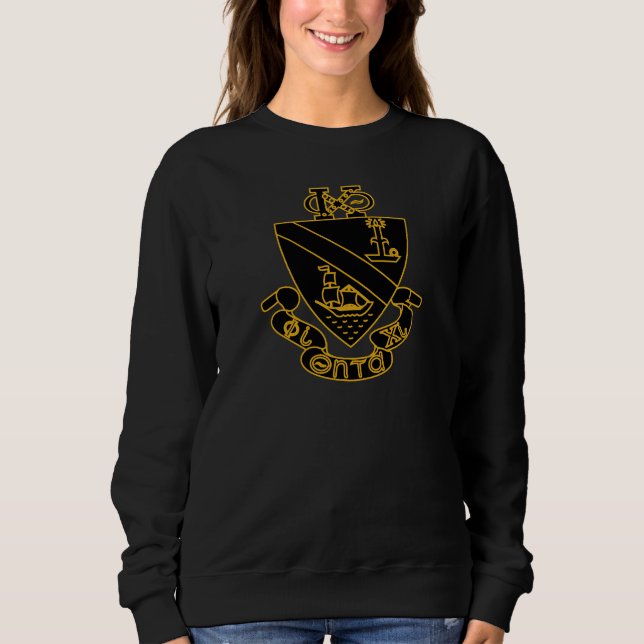Camiseta Crest da Phi Chi Theta | Dourado e Preto (Frente)