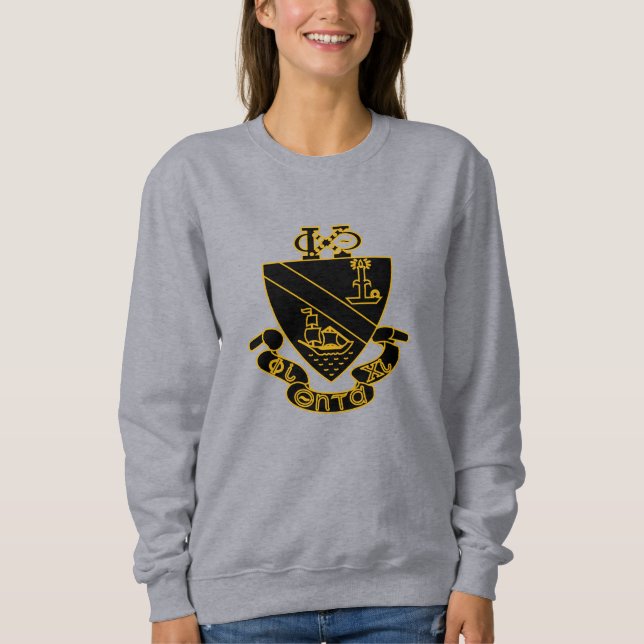 Camiseta Crest da Phi Chi Theta | Dourado e Preto (Frente)