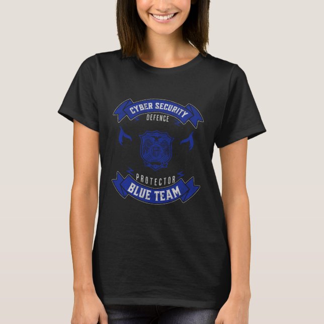 Camiseta Crest do Cyber Security Blue Team Defender (Frente)