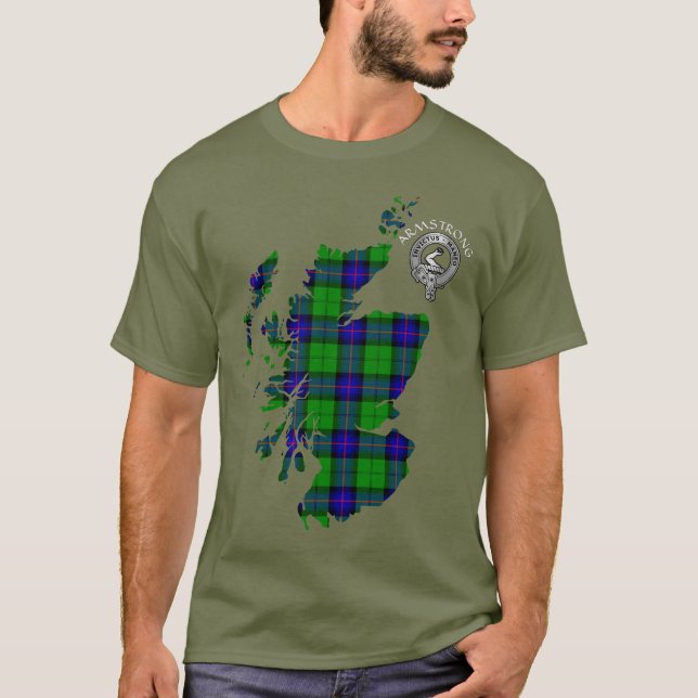 Camiseta Crest e Armstrong Tartan Map & Crest (Frente)