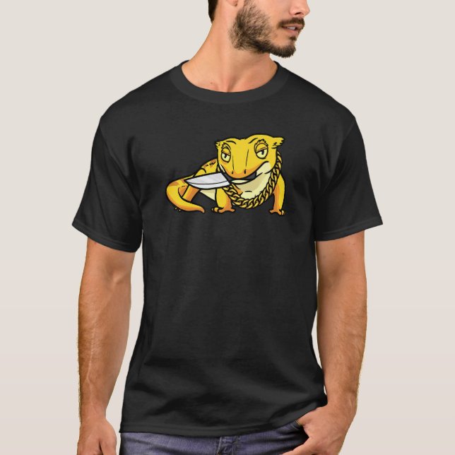 Camiseta Crested Gecko Lizard Eyelash Gecko Reptile Com Kn (Frente)