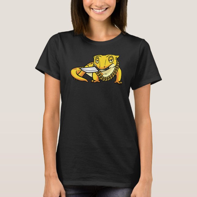 Camiseta Crested Gecko Lizard Eyelash Gecko Reptile Com Kn (Frente)