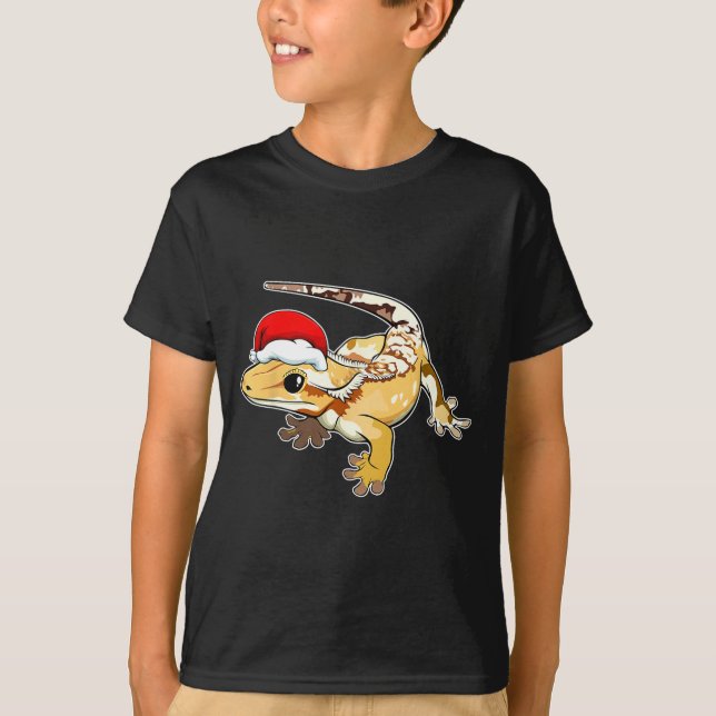 Camiseta Crested Gecko Santa Hat Christmas Pajama Lizard Re (Frente)