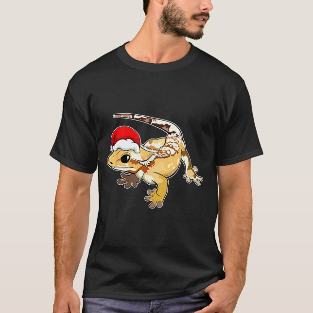 Camiseta Crested Gecko Santa Hat Christmas Pajama Lizard Re (Frente)
