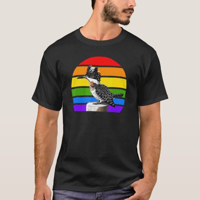 Camiseta Crested Kingfisher Rainbow Bird Diversidade de Pás (Frente)