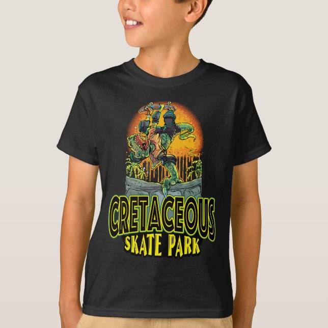 Camiseta Cretáceo Skateboard Park T Rex (Frente)