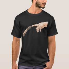 Camiseta Criação das mãos de Adão Cat Michelangelo Toque de