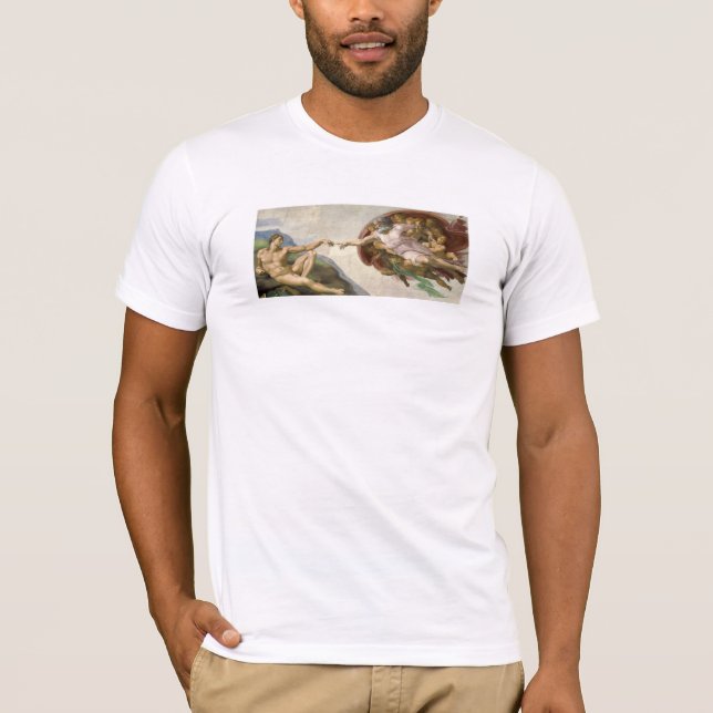 Camiseta Criação de Adam - pintado por Michelangelo (Frente)