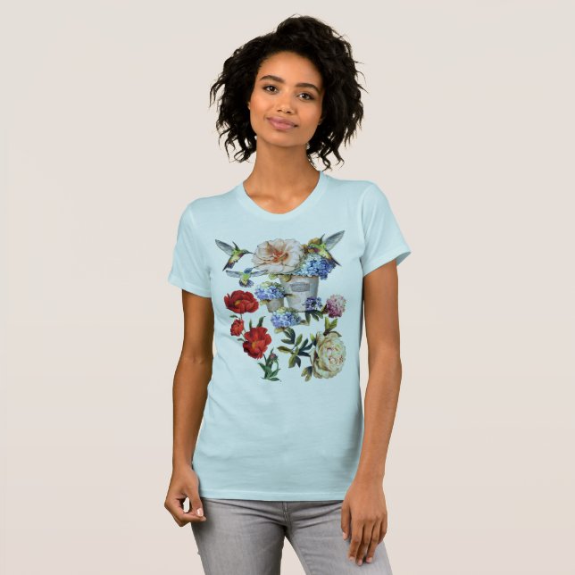 Camiseta Criação De Aquarelas Florais Da Era Vitoriana (Frente Completa)