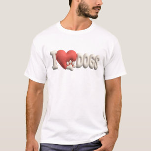 Camiseta Criação de Arte Clássica Branca EU AMO CÃES
