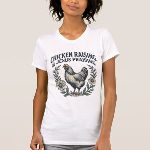 Camiseta Criação de Frangos e Louvor a Jesus Galinha Vintag