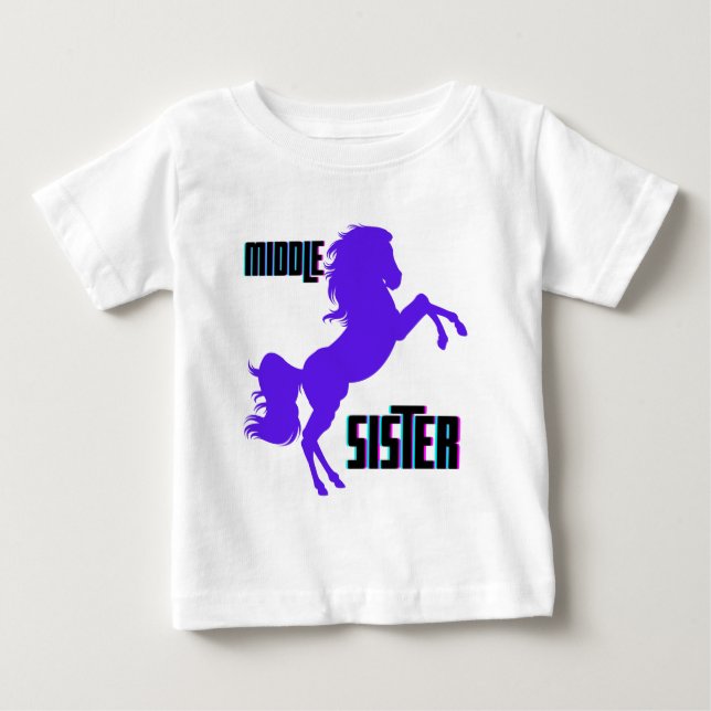 Camiseta Criação de Pônei Roxo da Irmã do Meio (Frente)
