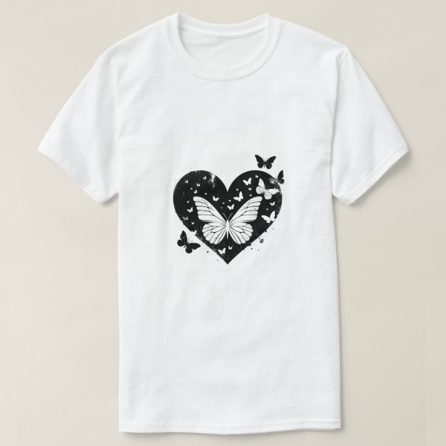 Camiseta Criação de Presente elegante branco e preto (Frente do Design)