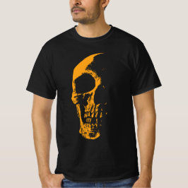 Camiseta Criação de Tinta Laranja Iluminada do Crânio