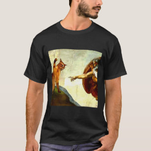 Camiseta Criação engraçada do gato Deus de Adão Meme Jesus