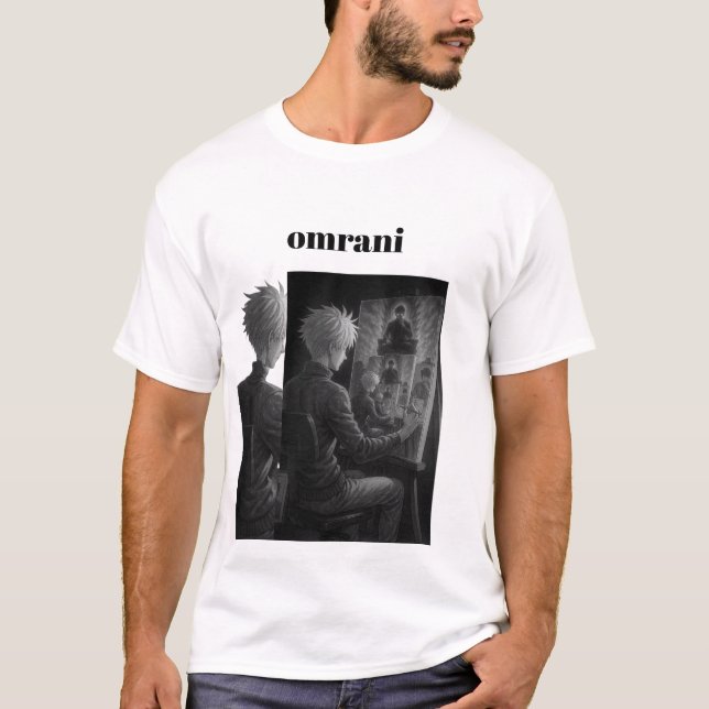 Camiseta Criação infinita" - Garoto desenhando o loop sem f (Frente)