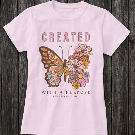 Camiseta Criada com um Propósito Borboleta Inspiradora