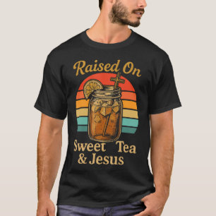 Camiseta Criado Com Chá Doce E Jesus Pôr do Sol Chá Gelado 