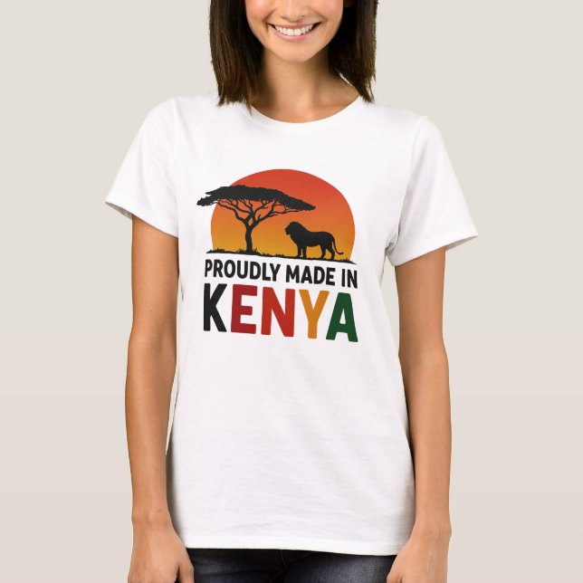Camiseta Criado com orgulho no Safari africano do Quênia (Frente)