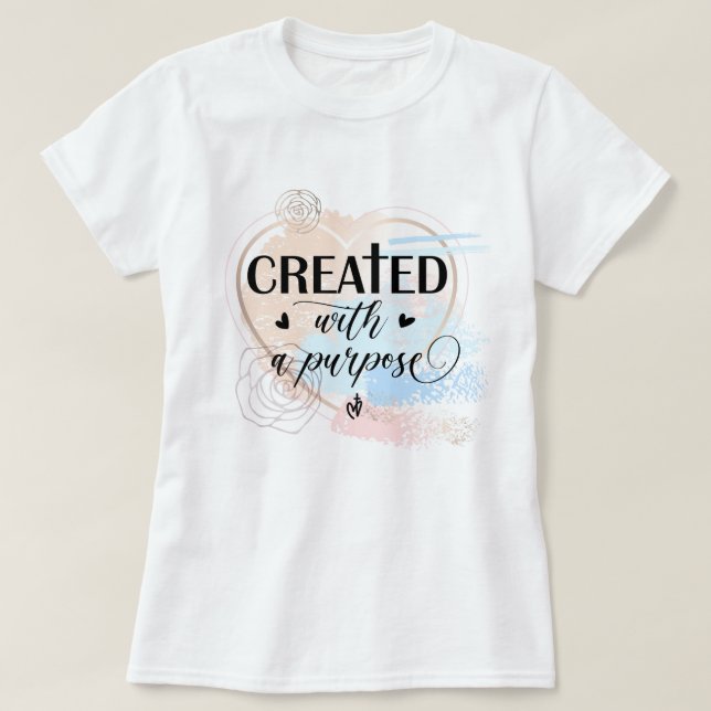 Camiseta Criado com um objetivo (Frente do Design)