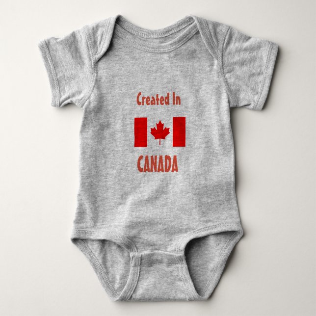 Camiseta Criado em Canadá - bebê uma parte (Frente)