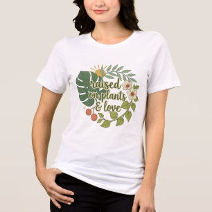 Camiseta Criado em Plantas e Amor Retro Boho Botânico