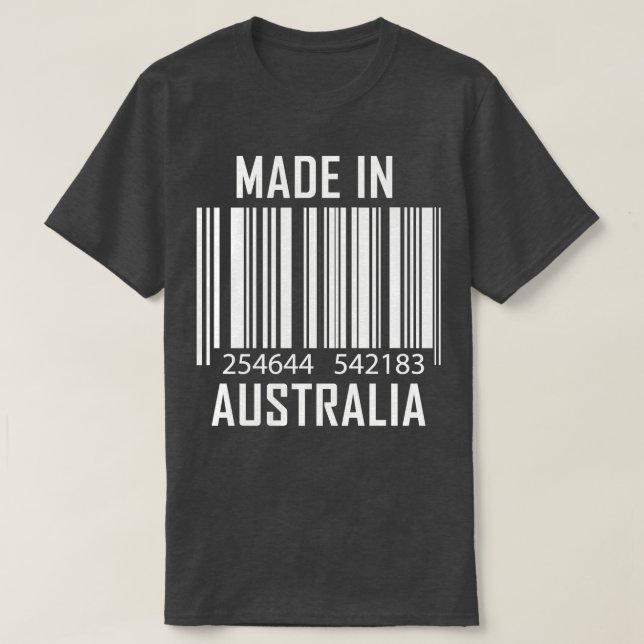 Camiseta Criado na Austrália, Código de Barras Engraçado, O (Frente do Design)