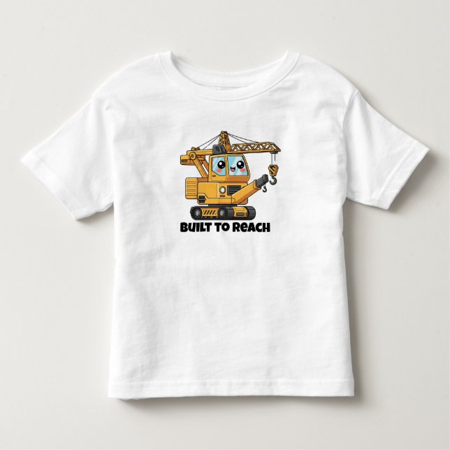 Camiseta Criado para chegar - Design de grua de construção (Frente)