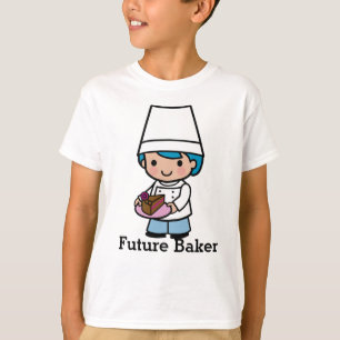 Camiseta Criador / Chef garoto com café de bolo de chocola
