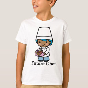 Camiseta Criador / Chef garoto com café de bolo de chocolat