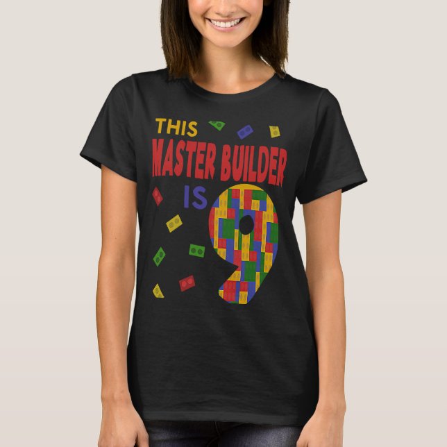 Camiseta Criador Mestre Cujo Edifício De Bloco Tem 9 Anos (Frente)