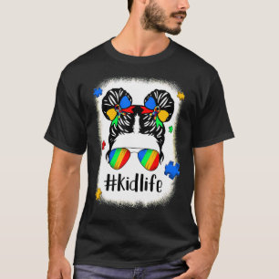 Camiseta Criança Autismo Vida Coque Desarrumado Óculos de S