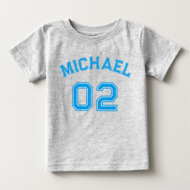 Camiseta Criança Boy Blue Name Jersey Number Cotton desport (Frente)