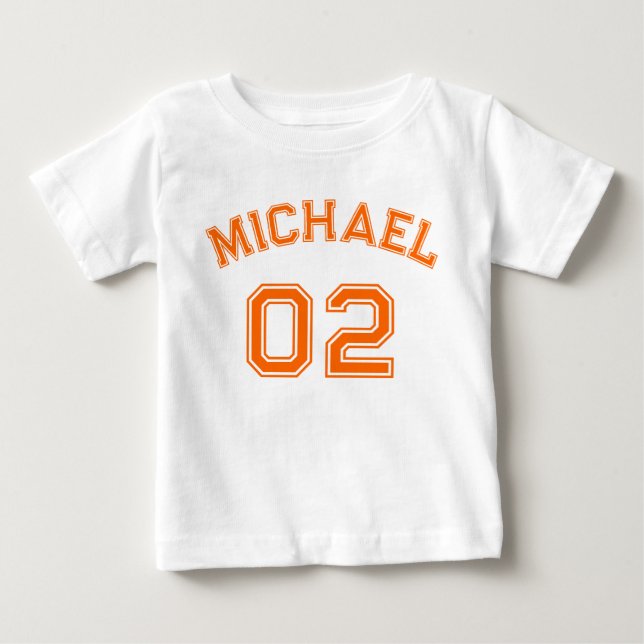 Camiseta Criança Boy Girl Orange Name Jersey Number Sports (Frente)