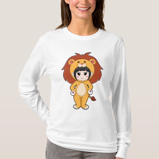 Camiseta Criança com fantasia de leão (Frente)