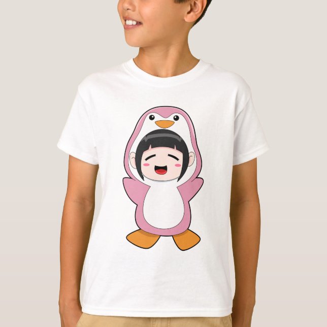 Camiseta Criança com roupa de pinguim (Frente)