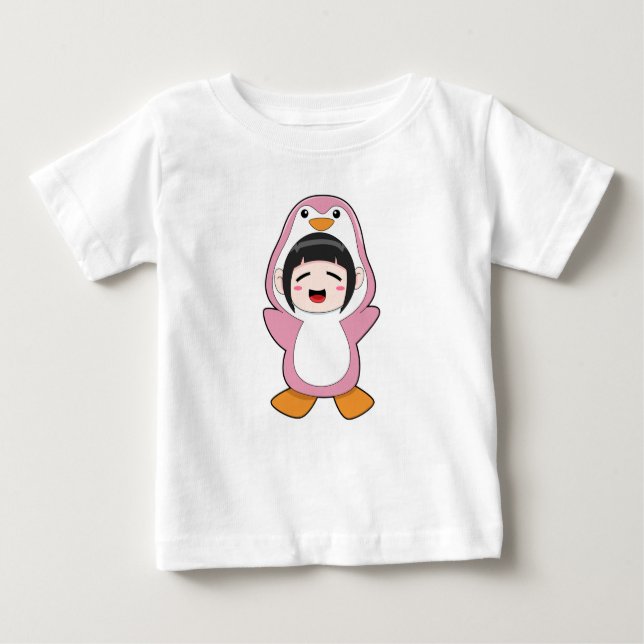Camiseta Criança com roupa de pinguim (Frente)