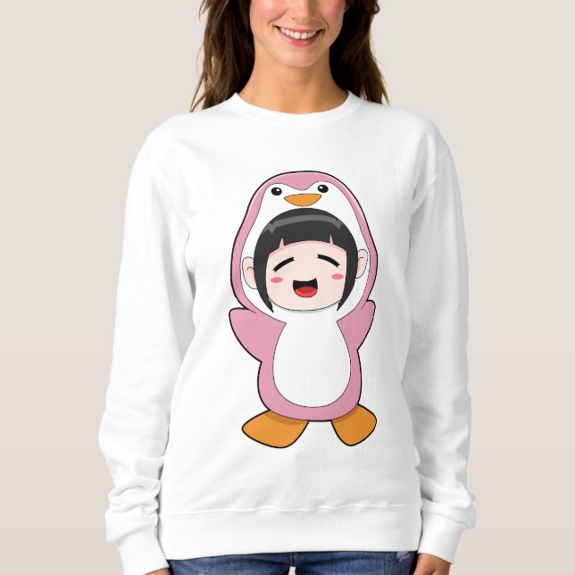 Camiseta Criança com roupa de pinguim (Frente)