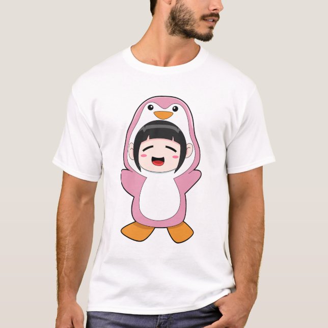 Camiseta Criança com roupa de pinguim (Frente)