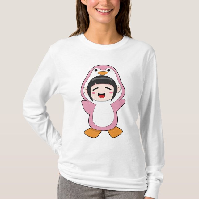 Camiseta Criança com roupa de pinguim (Frente)
