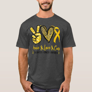 Camiseta Criança: Consciência do Cancer Paz Amor Cura Leopa