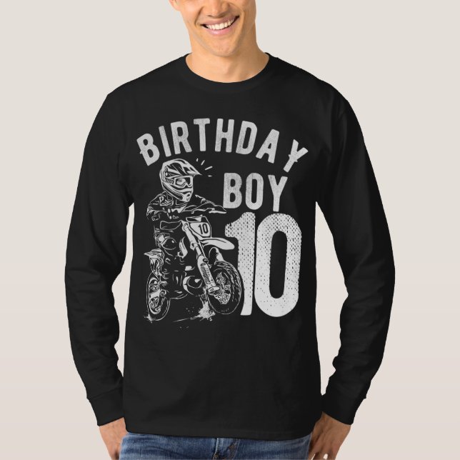 Camiseta Criança de 10 anos - Criança de aniversário - Moto (Frente)