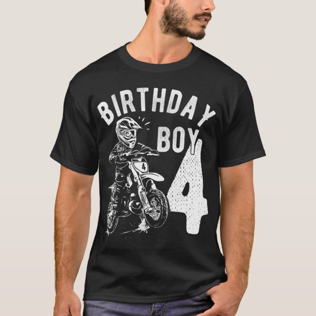 Camiseta Criança de 4 anos - Menino de aniversário - Moto d (Frente)