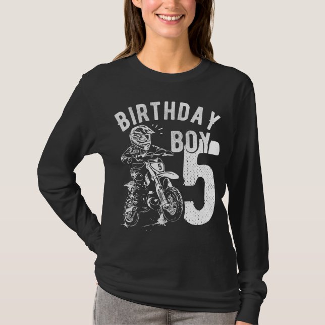 Camiseta Criança de 5 anos - Criança de aniversário - Moto  (Frente)