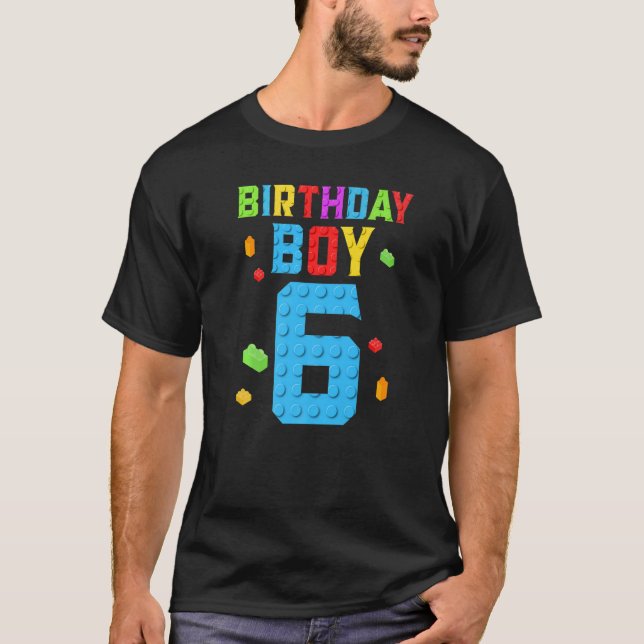 Camiseta Criança De 6 Anos Blocos De Aniversário (Frente)