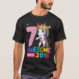 Camiseta Criança de 7 anos do Unicórnio Flosing 7 Birthday 